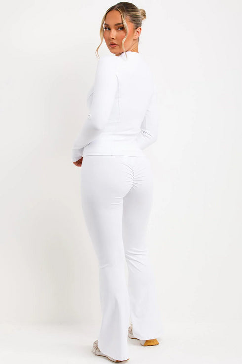 White Push Up Flare Trousers